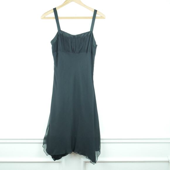Vintage Dresses & Skirts - Vintage Y2K Dress Silk Chiffon Black  Whimsigoth Fairy Asymmetrical Sheer Hoco 4